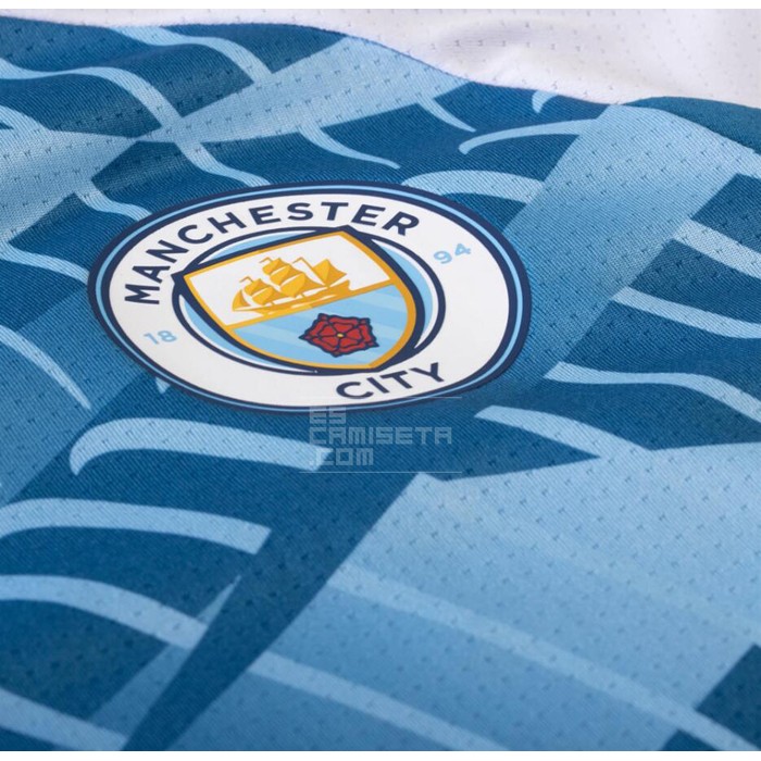 Camiseta Pre Partido del Manchester City 2023 Azul - Haga un click en la imagen para cerrar